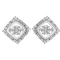 Simple Design 925 Silver Dancing Diamond Stud Earrings Jewelry